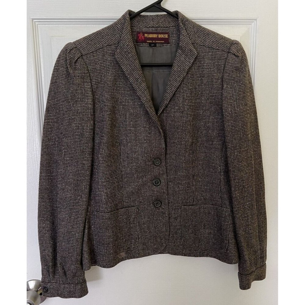 Vintage Peabody House Women’s Size 7/8 Wool Blend Tweed Blazer Coat Jacket